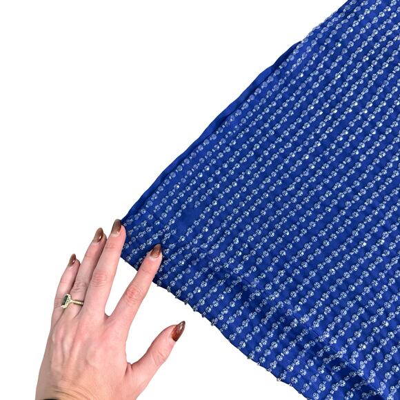 Free People Deep Sea Blue Purple Chrysallis Beaded Sequin Kaftan Mini Dress XS - Picture 9 of 16